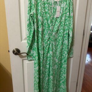 Lilly Pulitzer Fauna Green long sleeve maxi knit dress, size 16, new with tags